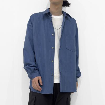 MATSUFUJI [ Pinstripes Utility Shirt ] DEEP BLUE