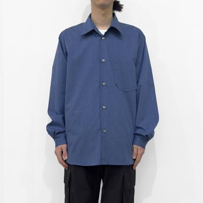 MATSUFUJI [ Pinstripes Utility Shirt ] DEEP BLUE