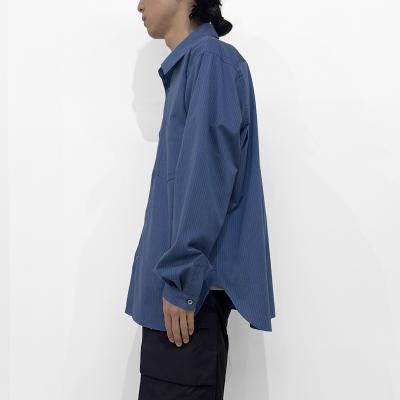 MATSUFUJI [ Pinstripes Utility Shirt ] DEEP BLUE