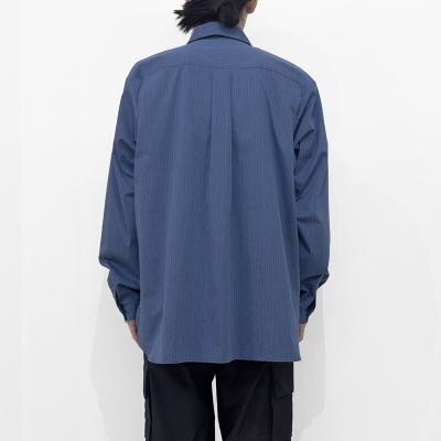MATSUFUJI [ Pinstripes Utility Shirt ] DEEP BLUE