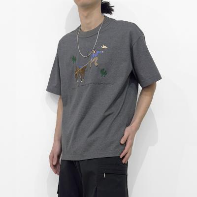 MATSUFUJI [ Embroidery Short Sleeve T-shirt ] CHARCOAL