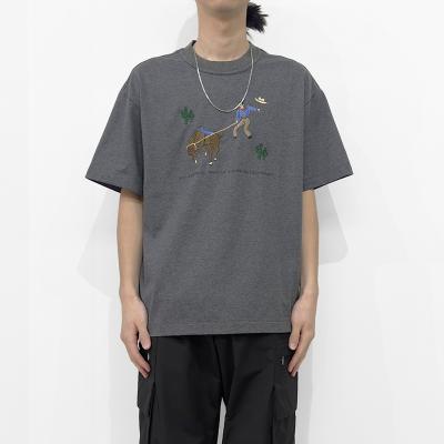 MATSUFUJI [ Embroidery Short Sleeve T-shirt ] CHARCOAL