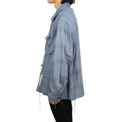 DAIRIKU [ Double Gauze Check Fatigue Jacket ] Sky