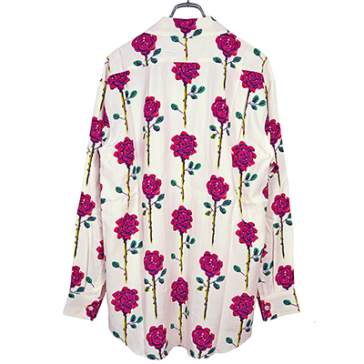 Sasquatchfabrix. [ ROSE BIG OPEN COLLAR SHIRT ] WHITE