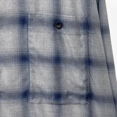 ESSAY [ SHADOW CHECK OPEN COLLAR SHIRT (SH-1) ] BLUE CHECK
