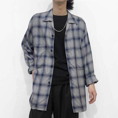 ESSAY [ SHADOW CHECK OPEN COLLAR SHIRT (SH-1) ] BLUE CHECK