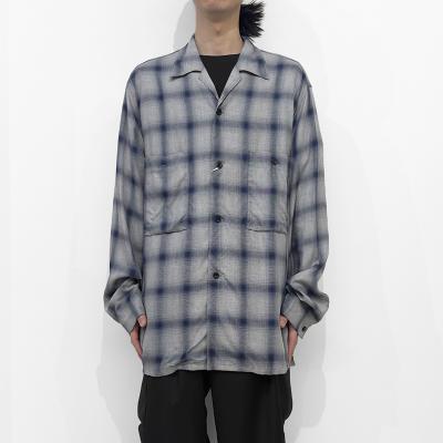 ESSAY [ SHADOW CHECK OPEN COLLAR SHIRT (SH-1) ] BLUE CHECK