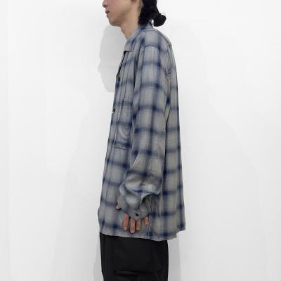 ESSAY [ SHADOW CHECK OPEN COLLAR SHIRT (SH-1) ] BLUE CHECK