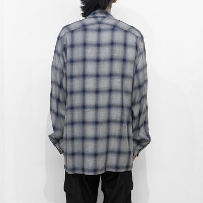 ESSAY [ SHADOW CHECK OPEN COLLAR SHIRT (SH-1) ] BLUE CHECK