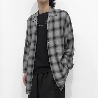 ESSAY [ SHADOW CHECK OPEN COLLAR SHIRT (SH-1) ] GREY CHECK
