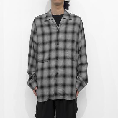 ESSAY [ SHADOW CHECK OPEN COLLAR SHIRT (SH-1) ] GREY CHECK