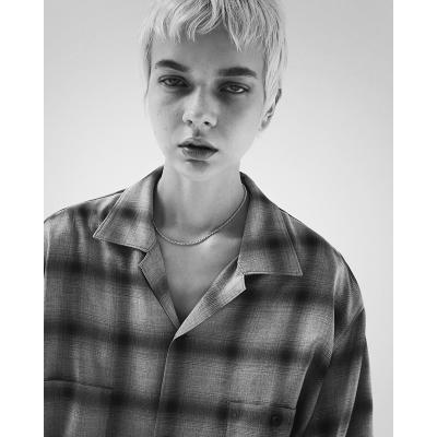 ESSAY [ SHADOW CHECK OPEN COLLAR SHIRT (SH-1) ] BLUE CHECK