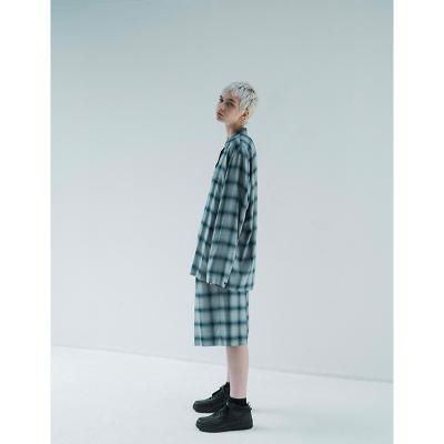ESSAY [ SHADOW CHECK OPEN COLLAR SHIRT (SH-1) ] BLUE CHECK