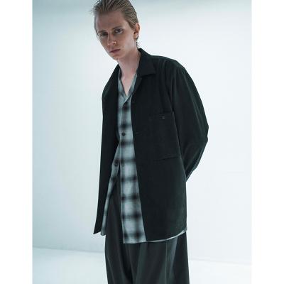 ESSAY [ SHADOW CHECK OPEN COLLAR SHIRT (SH-1) ] GREY CHECK