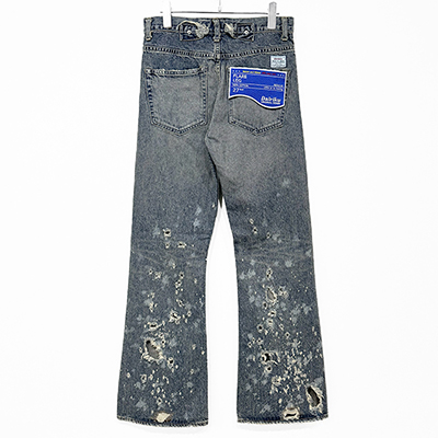 DAIRIKU [ "Damage" Flare Denim Pants ] Indigo