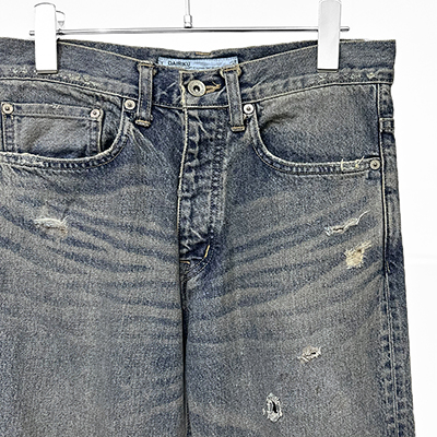 DAIRIKU [ "Damage" Flare Denim Pants ] Indigo