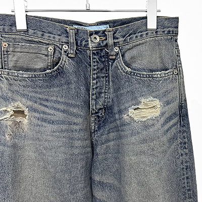 DAIRIKU [ "Damage" Straight Denim Pants ] Indigo