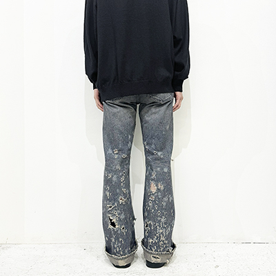 DAIRIKU [ "Damage" Flare Denim Pants ] Indigo