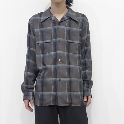 SUGARHILL [ OMBRE PLAID OPEN COLLAR SHIRTS ] STAGGER DARK PURPLE
