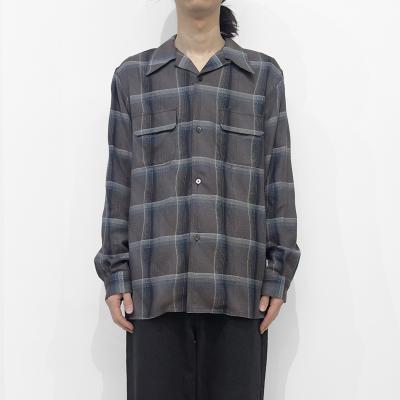 SUGARHILL [ OMBRE PLAID OPEN COLLAR SHIRTS ] STAGGER DARK PURPLE