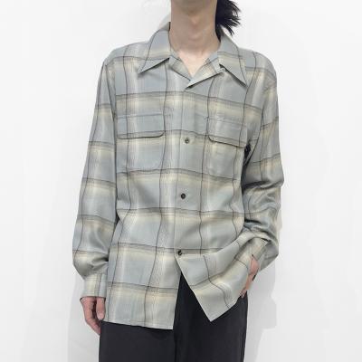 SUGARHILL [ OMBRE PLAID OPEN COLLAR SHIRTS ] STAGGER SMOKE BLUE