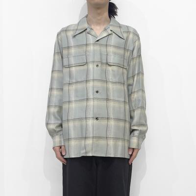 SUGARHILL [ OMBRE PLAID OPEN COLLAR SHIRTS ] STAGGER SMOKE BLUE