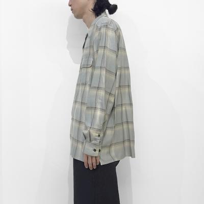 SUGARHILL [ OMBRE PLAID OPEN COLLAR SHIRTS ] STAGGER SMOKE BLUE