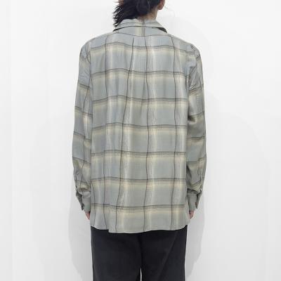 SUGARHILL [ OMBRE PLAID OPEN COLLAR SHIRTS ] STAGGER SMOKE BLUE