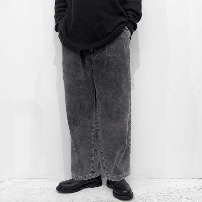 URU [ COTTON POLYESTER CORDUROY 2 TUCK PANTS ] F.BLACK