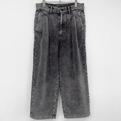 URU [ COTTON POLYESTER CORDUROY 2 TUCK PANTS ] F.BLACK
