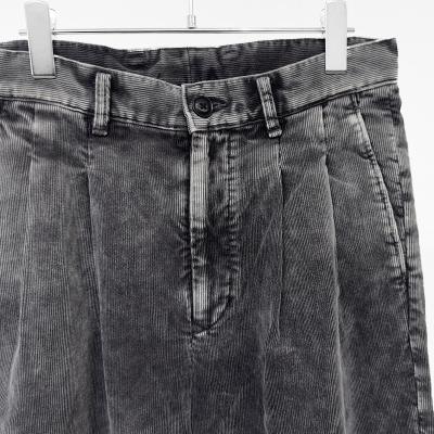 URU [ COTTON POLYESTER CORDUROY 2 TUCK PANTS ] F.BLACK