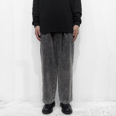 URU [ COTTON POLYESTER CORDUROY 2 TUCK PANTS ] F.BLACK