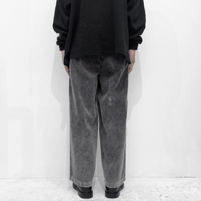URU [ COTTON POLYESTER CORDUROY 2 TUCK PANTS ] F.BLACK