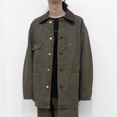 URU [ COTTON CANVAS COVERALL JACKET ] L.BROWN