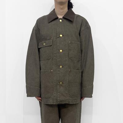 URU [ COTTON CANVAS COVERALL JACKET ] L.BROWN