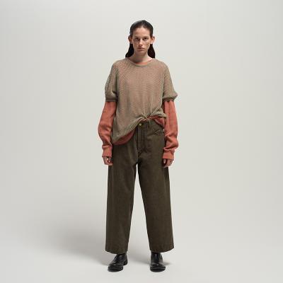 URU [ COTTON CANVAS STRAIGHT PANTS ] L.BROWN