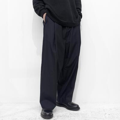 URU [ POLYESTER 1 TUCK PANTS ] D.NAVY