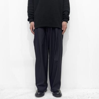 URU [ POLYESTER 1 TUCK PANTS ] D.NAVY