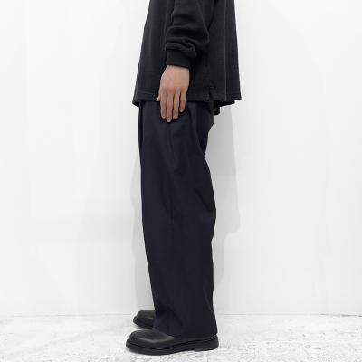 URU [ POLYESTER 1 TUCK PANTS ] D.NAVY