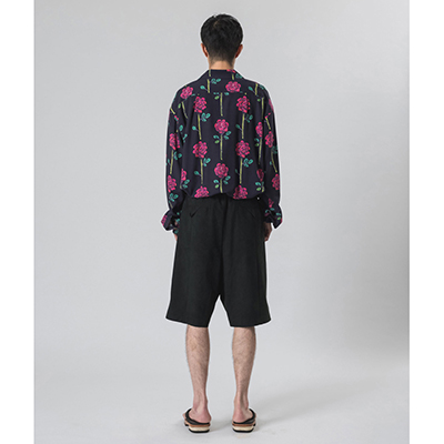 Sasquatchfabrix. [ ROSE BIG OPEN COLLAR SHIRT ] BLACK