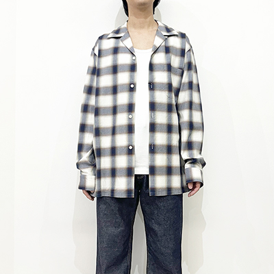 URU [ COTTON MODAL OPEN COLLAR L/S SHIRTS ] BROWN