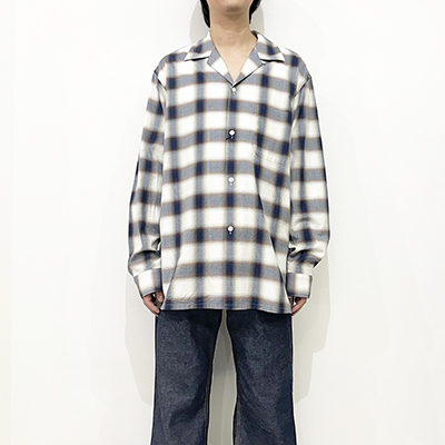 URU [ COTTON MODAL OPEN COLLAR L/S SHIRTS ] BROWN