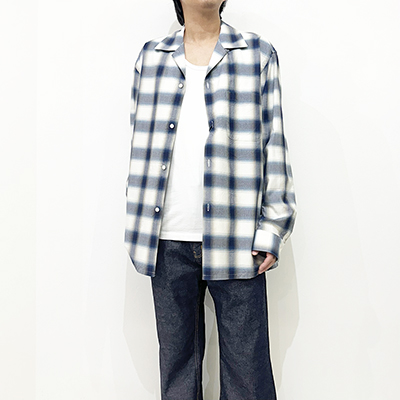 URU [ COTTON MODAL OPEN COLLAR L/S SHIRTS ] BLUE