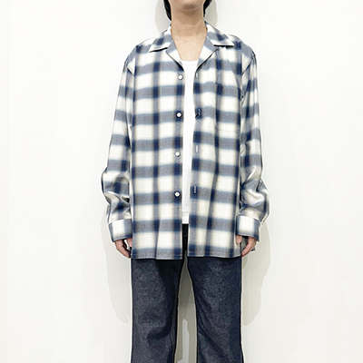 URU [ COTTON MODAL OPEN COLLAR L/S SHIRTS ] BLUE