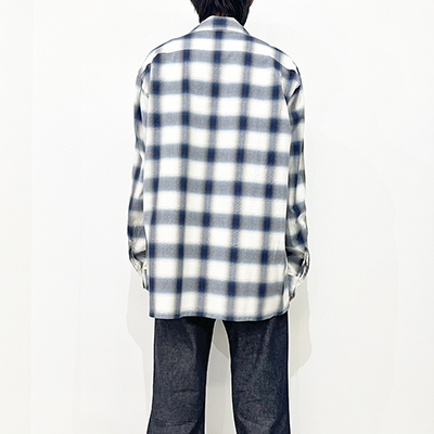 URU [ COTTON MODAL OPEN COLLAR L/S SHIRTS ] BLUE