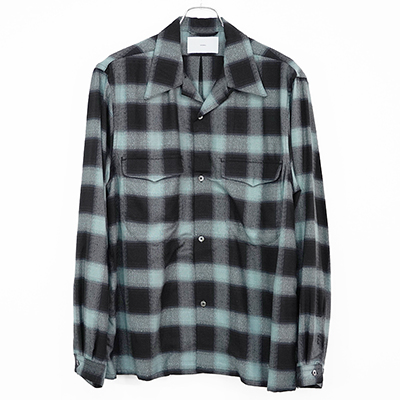 SUGARHILL [ OMBRE PLAID OPEN COLLAR BLOUSE ] TURQUOISE BLUE