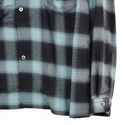 SUGARHILL [ OMBRE PLAID OPEN COLLAR BLOUSE ] TURQUOISE BLUE