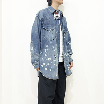 DAIRIKU [ Damage Denim Western Over Shirt ] Indigo