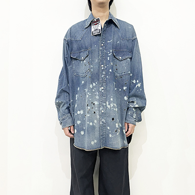 DAIRIKU [ Damage Denim Western Over Shirt ] Indigo