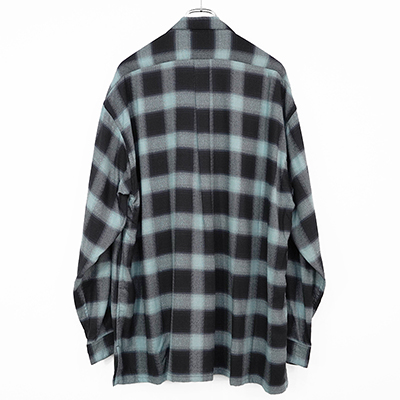 SUGARHILL [ OMBRE PLAID LOOSE OPEN COLLAR BLOUSE ] TURQUOISE BLUE